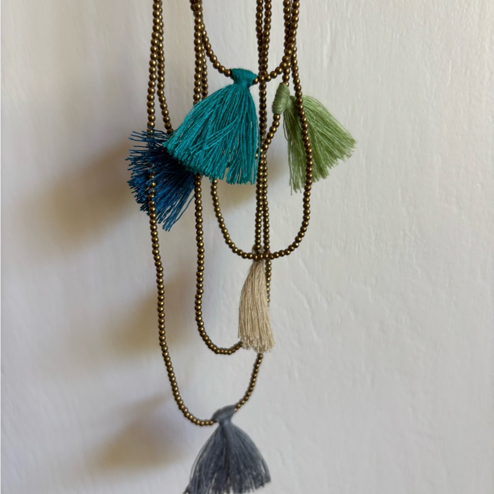 Brass Beaded Tassel Necklace